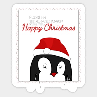 Rudolph Christmas Penguin Sticker